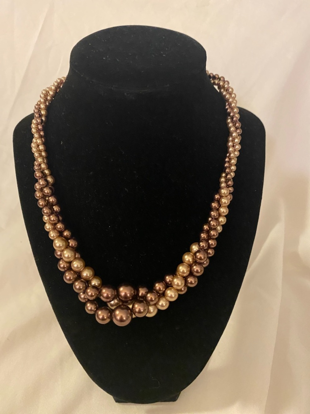 Triple-Strand Bronze Pearl Necklace - Women Jewelry